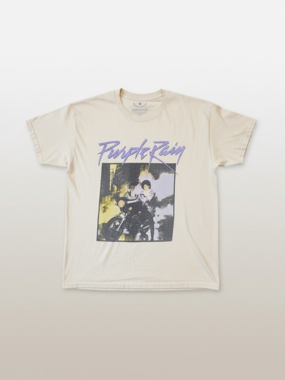 Prince Purple Rain Graphic Short Sleeve Tee - Cream with Purple Print